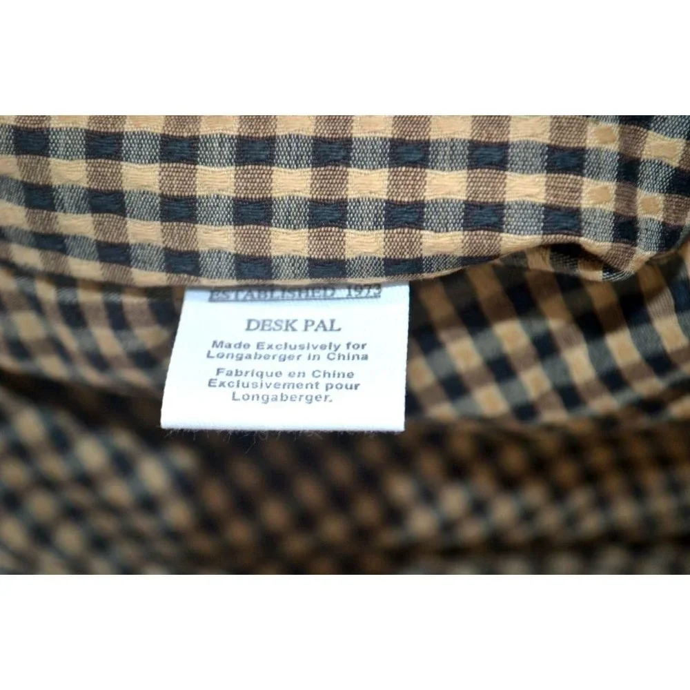 LONGABERGER Desk Pal‎ Fabric Liner - KHAKI CHECK - Fits Modular Storage Basket